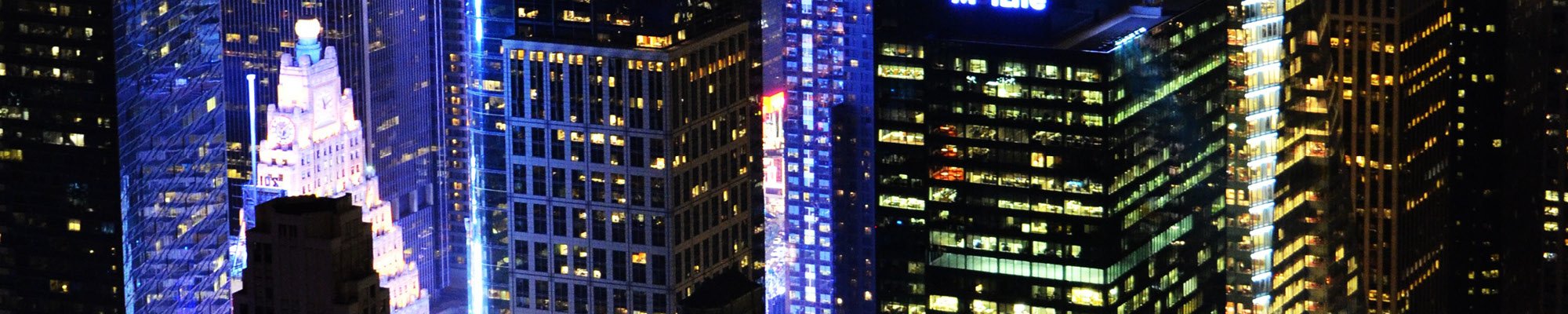 New York buildings at night