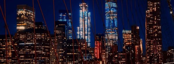 New York City buildings at night